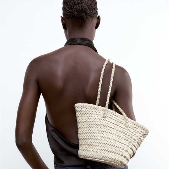 Zara Handbags - Price Firm - ZARA Leather Woven Tote Bag